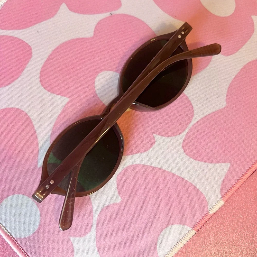 Mocha Brown Frame Green Lens Oval Sunglasses
